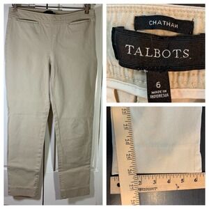 Talbots Chatham Straight Ankle Trousers in Beige
